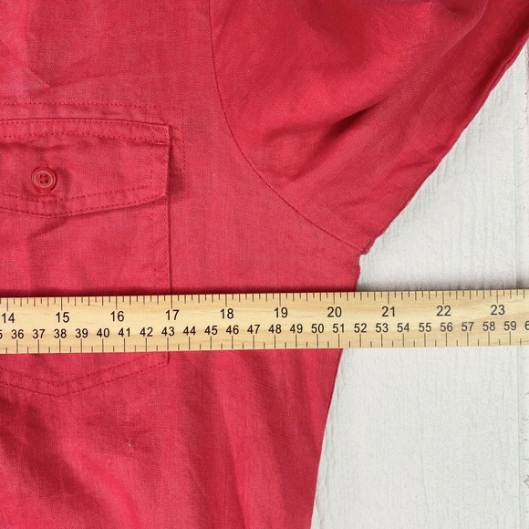 Lady Hathaway Button Up Red Tunic S/P Braided Fringe Belt 100% Linen Valentine's - Picture 11 of 16